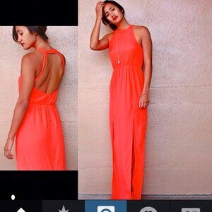 Mink Pink Salmon Halter Maxi Dress